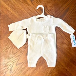 Carter's Ivory Baby Knit Outfit (NB)